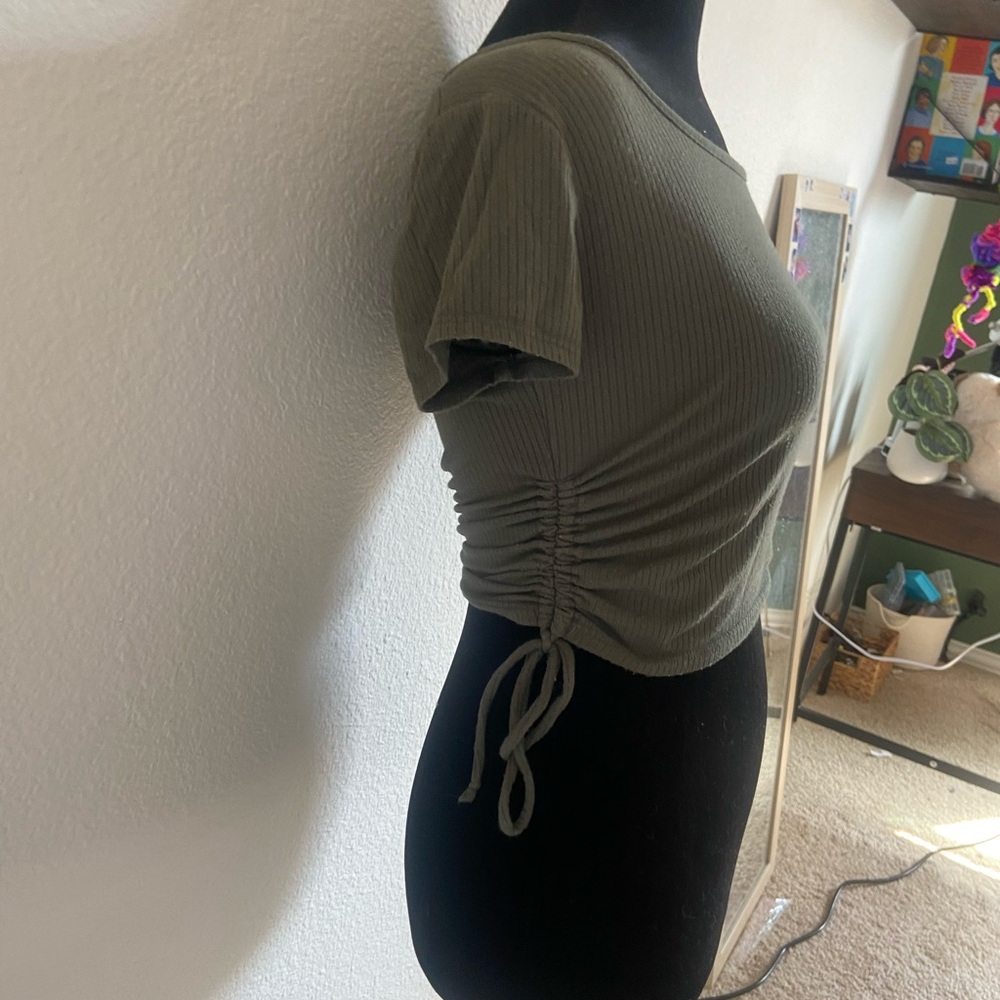 Wild Fable Olive Ruched Crop Top